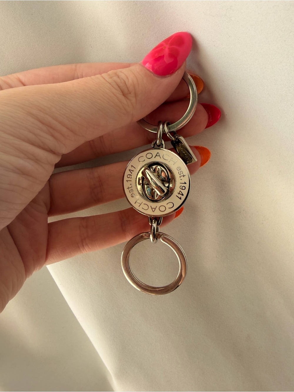 Coach silver-tone valet keychain ✨🔑